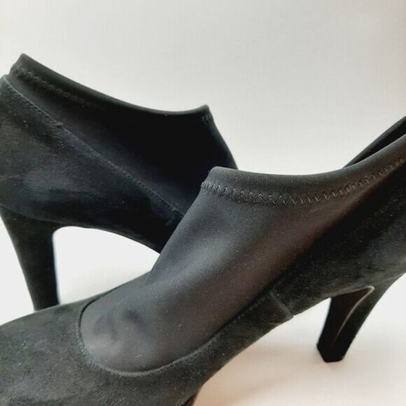 RON WHITE Italy Suede Low Platform Stiletto Heel Slip-on Shoes Sz 9.5 - Picture 12 of 15